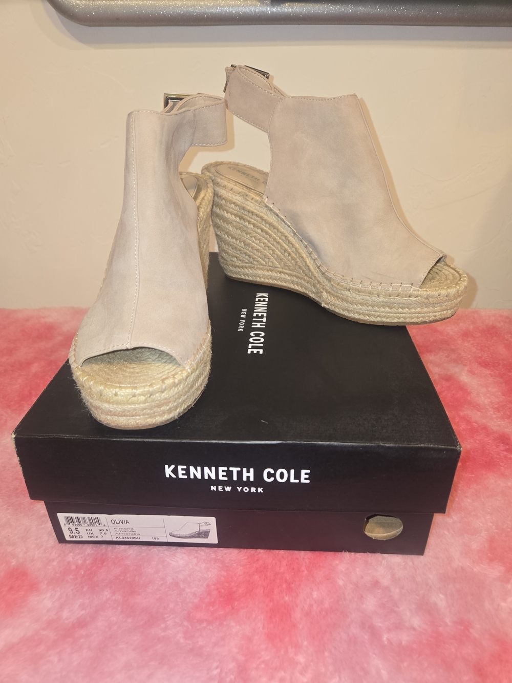 Kenneth Cole Open-Toe Espadrille Wedge in Light Taupe